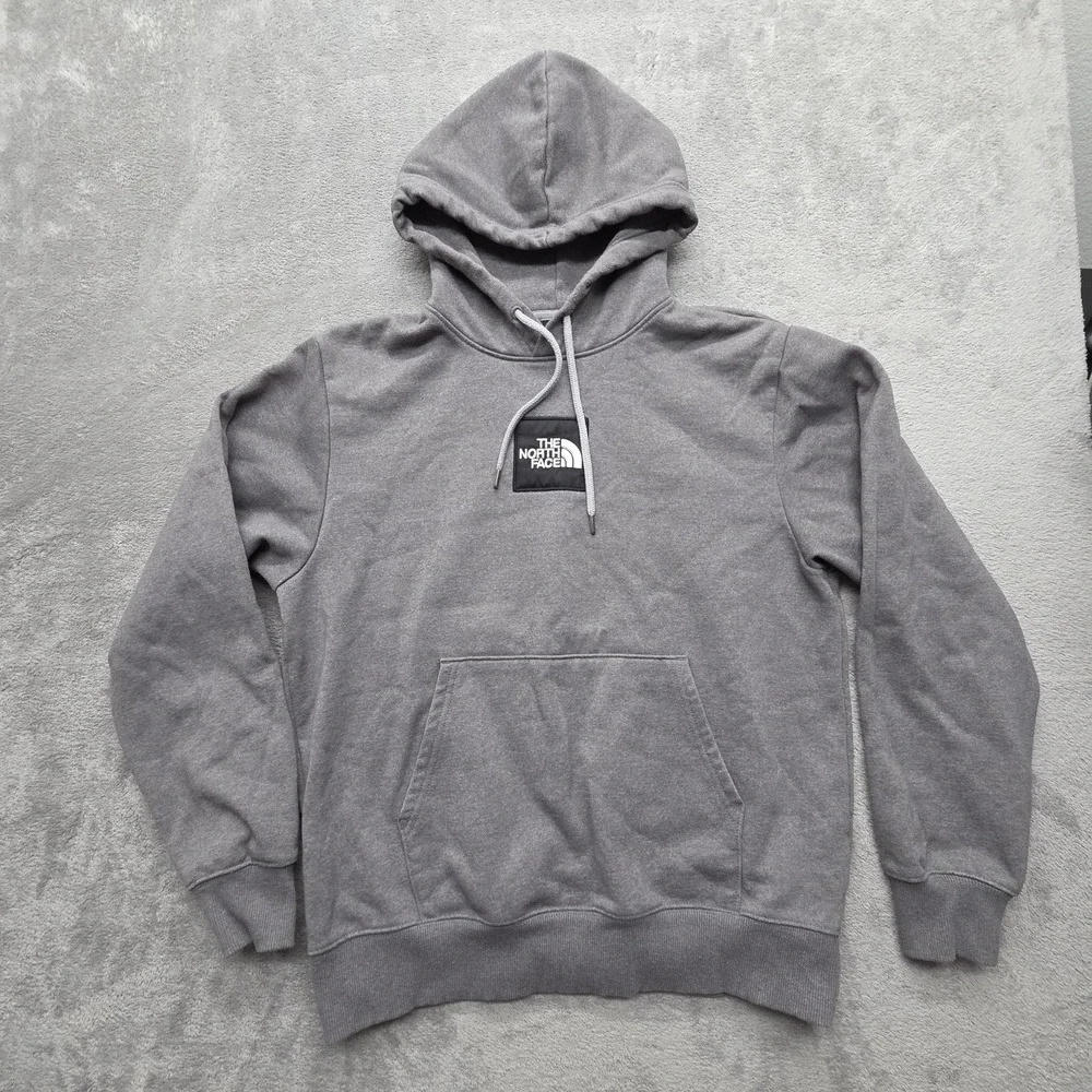 The North Face Hoodie Mens M Gray Pullover Hooded Pockets Heavyweight Fleece